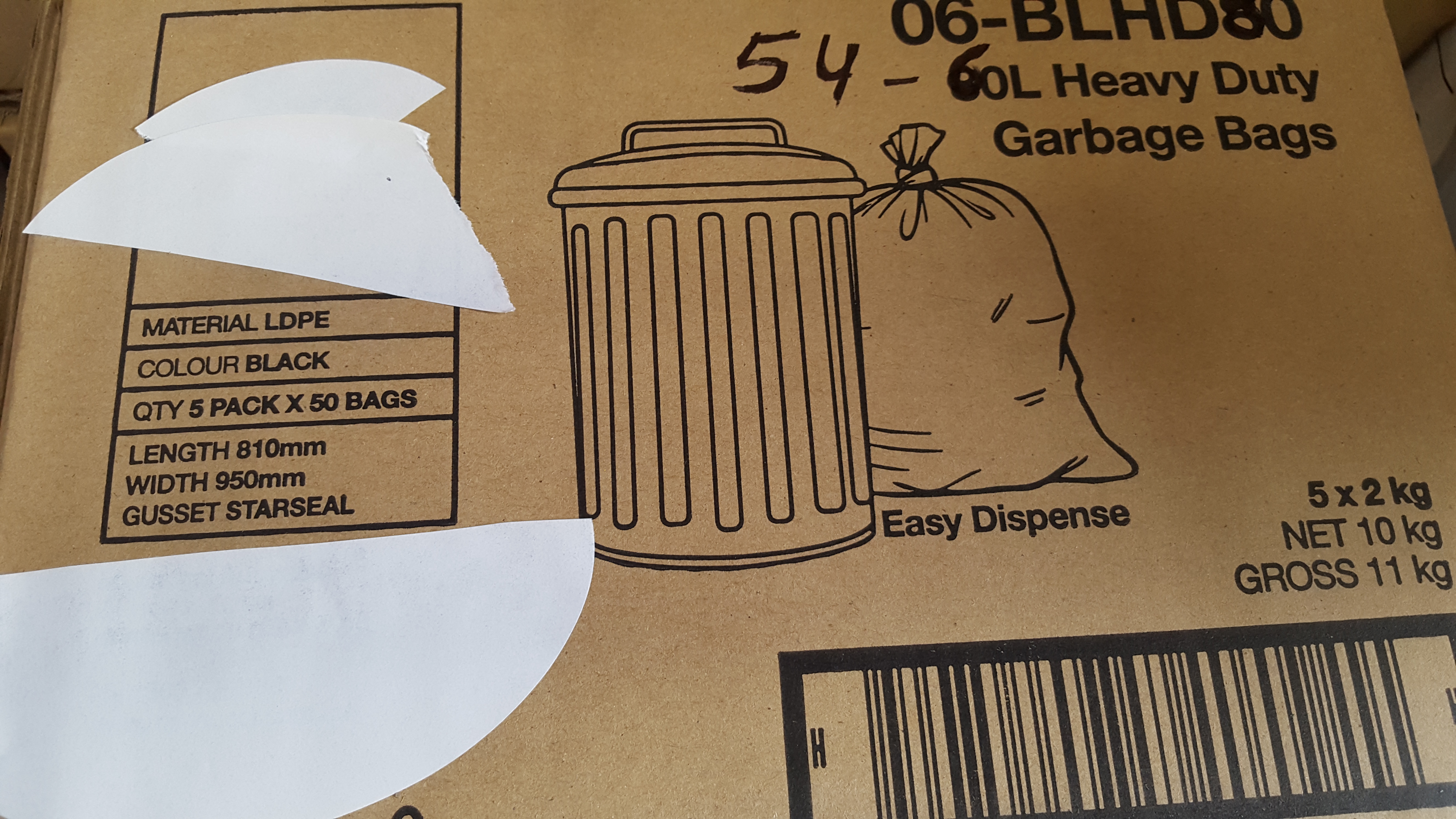 GARBAGE BAGS 54/60 LITRE BLACK/600PC - Click Image to Close